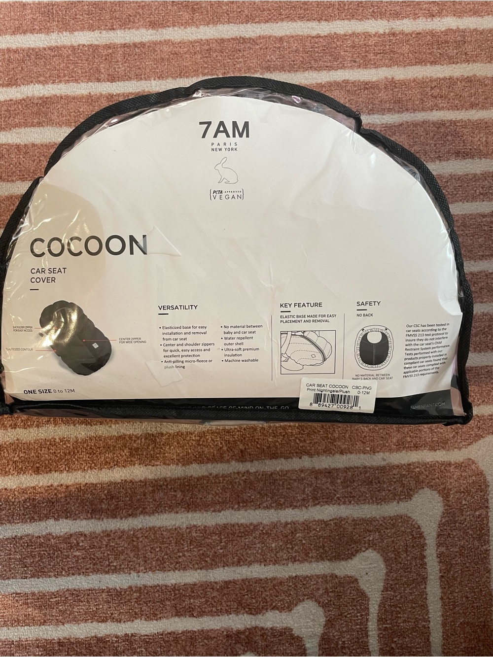 7 A.M. Enfant Cocoon Car Seat Cover — Print Nightingale/Plush - Picture 5 of 6